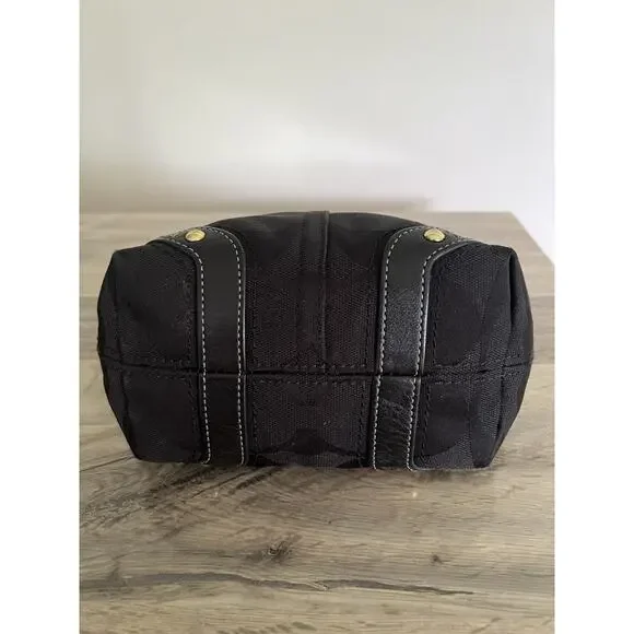 Coach Black Monogram Mini Carly Tote Bag Leather Brass y2k Vintage Signature - Picture 6 of 13